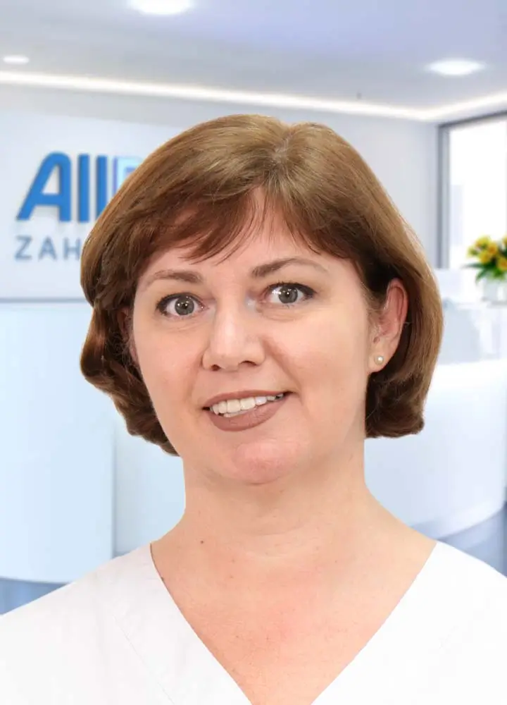 Portrait Zahn&auml;rztin Olena Goncharenko (AllDent M&uuml;nchen Hauptbahnhof)