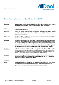 Merkblatt Verhalten nach Implantation