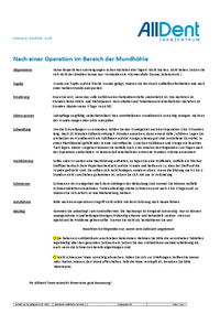 Merkblatt Verhalten nach Implantation