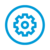 Icon Zahnrad in blauem Kreis