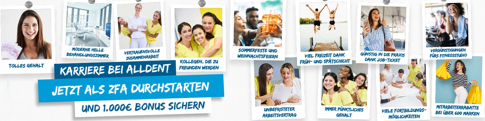 Bildercollage zu Benefits für ZFAs bei AllDent